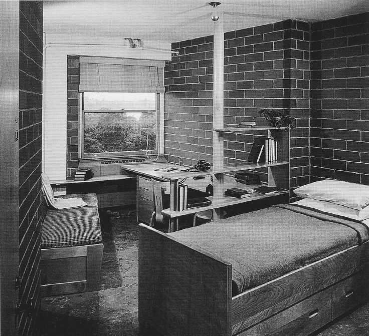Room at MIT's Baker House dormitory by Alvar Aalto.
